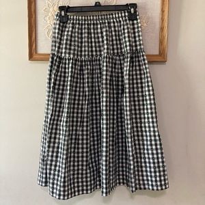 Vintage retro black Gingham full skirt Cheryl Tiegs spring summer modest